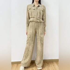 Elegant Shell Trimmed Cargo Pant Set.